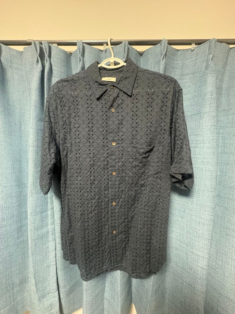 LIDNM EMBROIDERY SHEER SHIRT Sサイズ 青 LIDNM EMBROIDERY SHEER SHIRT Sサイズ 青