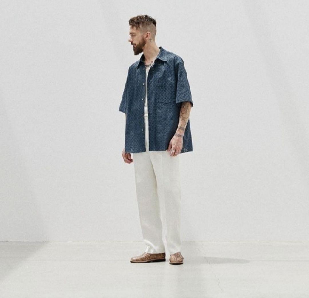 LIDNM EMBROIDERY SHEER SHIRT Sサイズ 青 LIDNM EMBROIDERY SHEER SHIRT Sサイズ 青