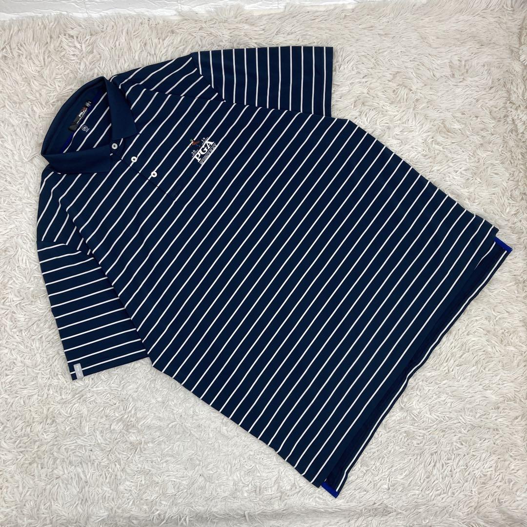 【希少XL】RLX ラルフローレン PGAゴルフ 刺繍ロゴ ボーダー ポロシャツ 希少XL】RLX ラルフローレン PGAゴルフ 刺繍ロゴ ボーダー