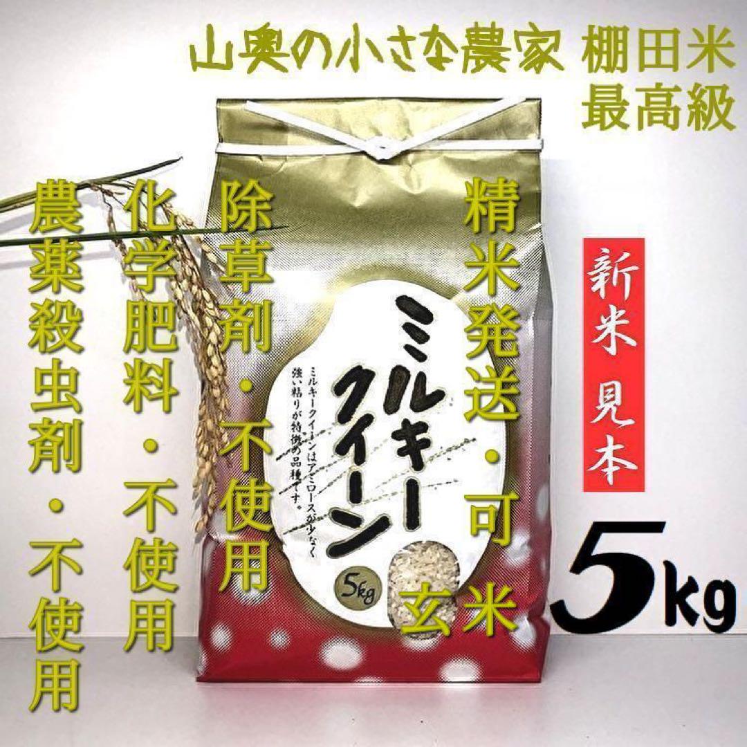 ミルキークィーン／自然栽培　農薬　栽培期間中不使用　玄米５ｋｇ「精米し発送」