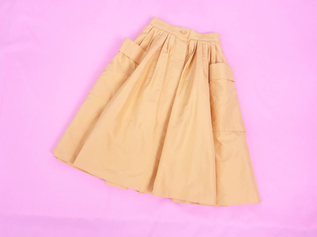 フォクシー ボリュームギャザースカート　シャカシャカ素材　イエロー　38 新品