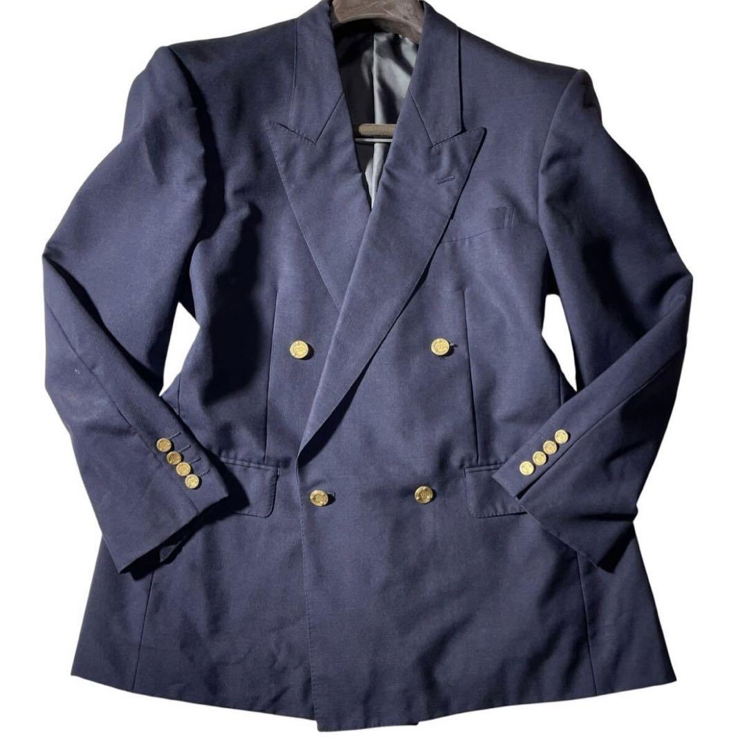 90s Christian Dior 紺ブレザー 金ボタン ストライプ ネイビー ディオール Christian Dior 金ボタン 紺ブレザー サマーモヘヤ