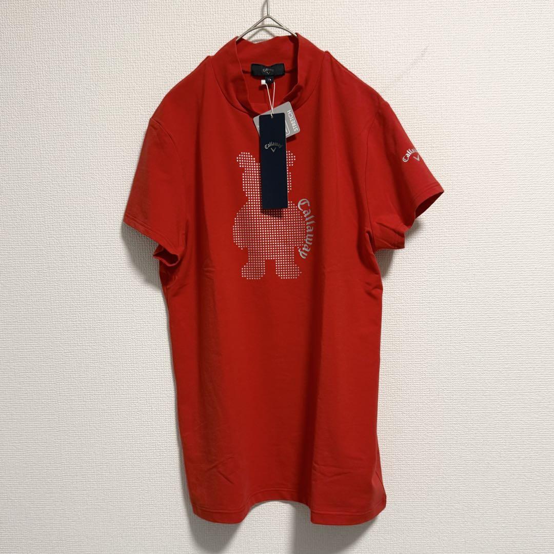 キャロウェイゴルフ ストレッチ メタリックプリント モックネック半袖シャツ LL