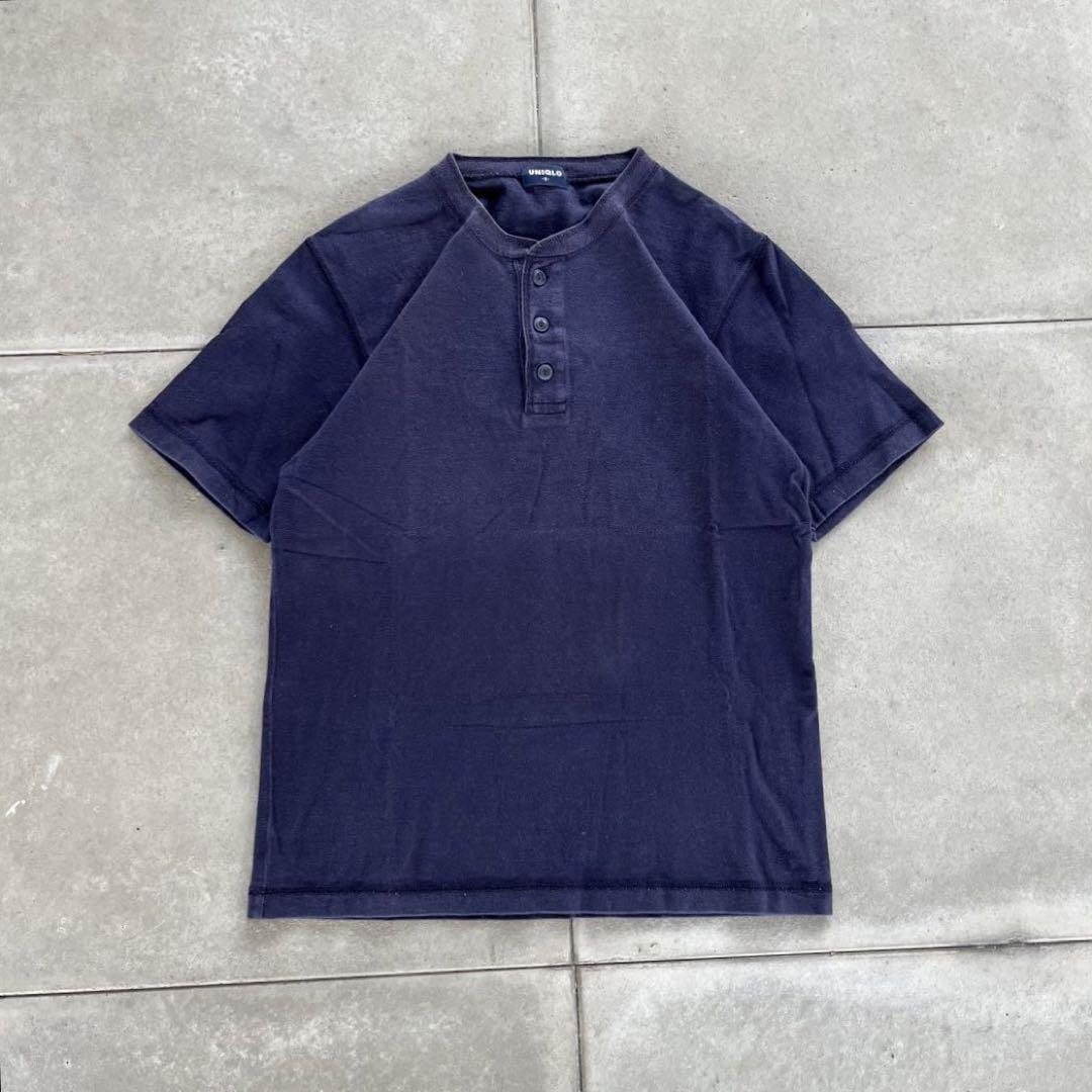 90s OLD UNIQLO ヘンリーネック　Tシャツ　フェード　短丈 古着