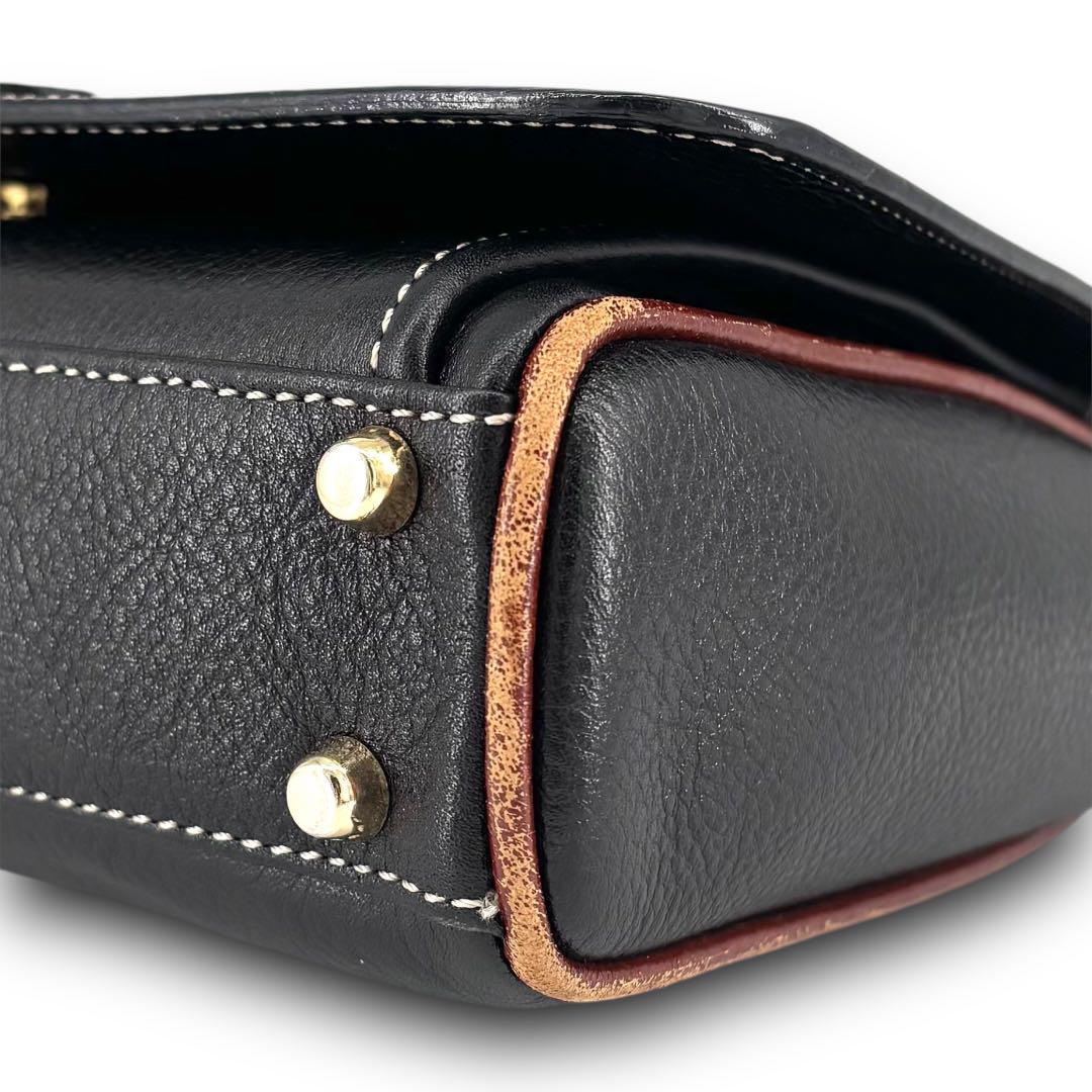 BALLY オールドバリー レザー 編み込み ゴールドチェーン ショルダーバッグ