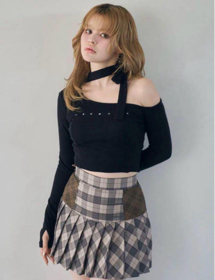 andmary Nana ribbon oneshoulder tops