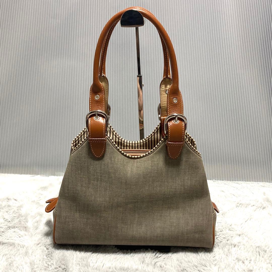 キタムラ ハンド トートバッグ 2way レザー コットン 肩掛け可能