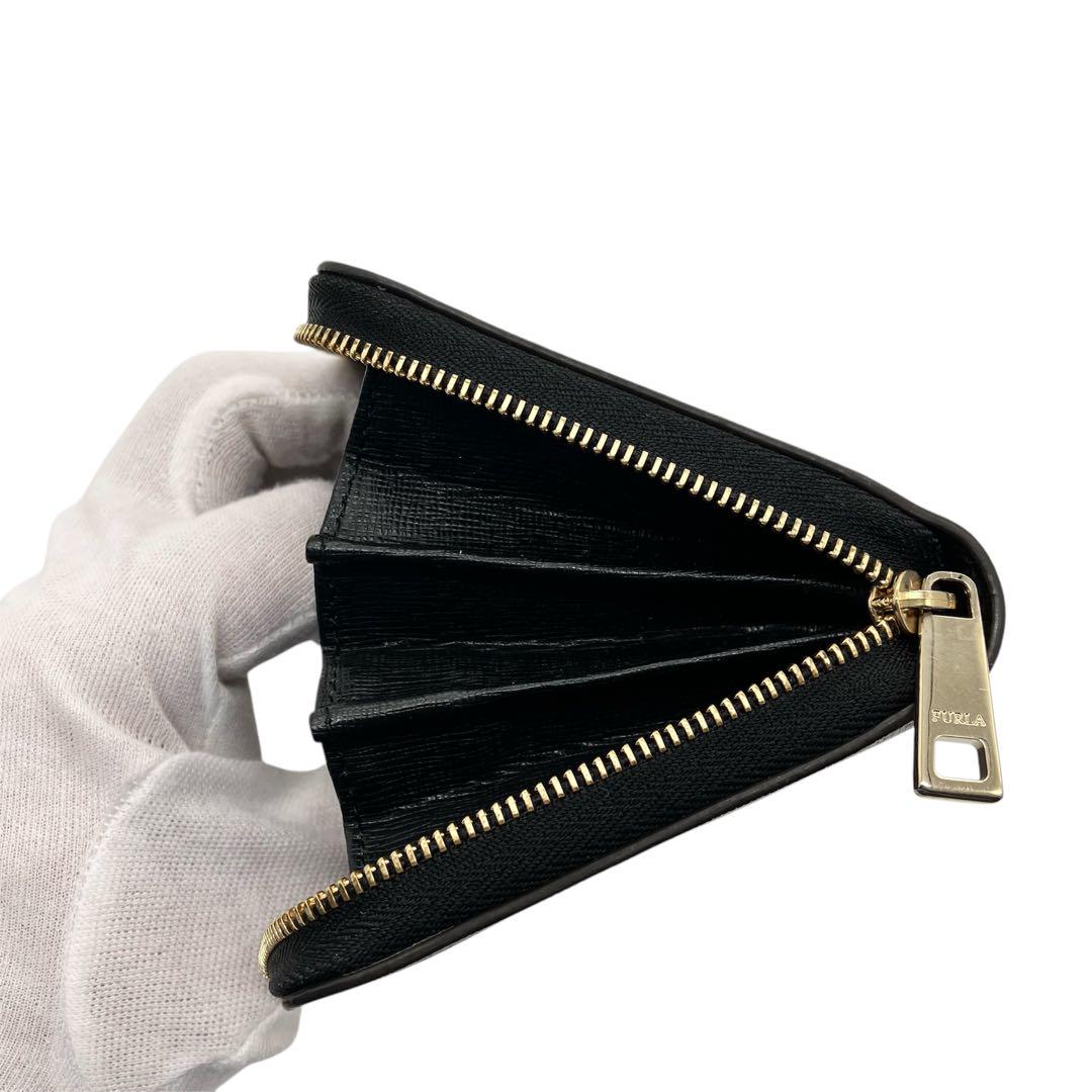 【美品】FURLA ブラック 長財布 ラウンドジップ サフィアーノ