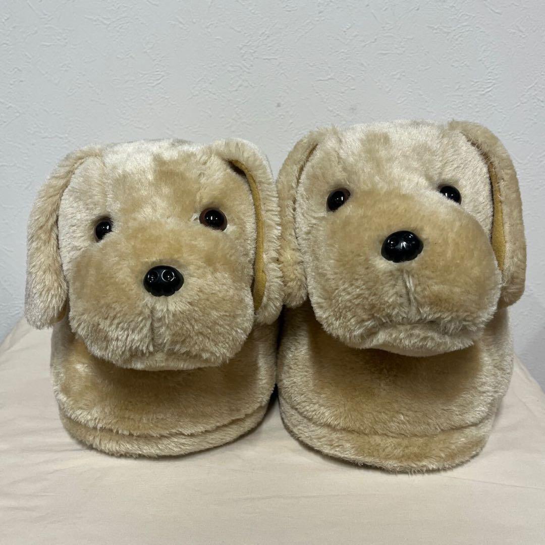 ビンテージ　犬　モコモコ　ルームシューズ　スリッパ　インテリア　雑貨