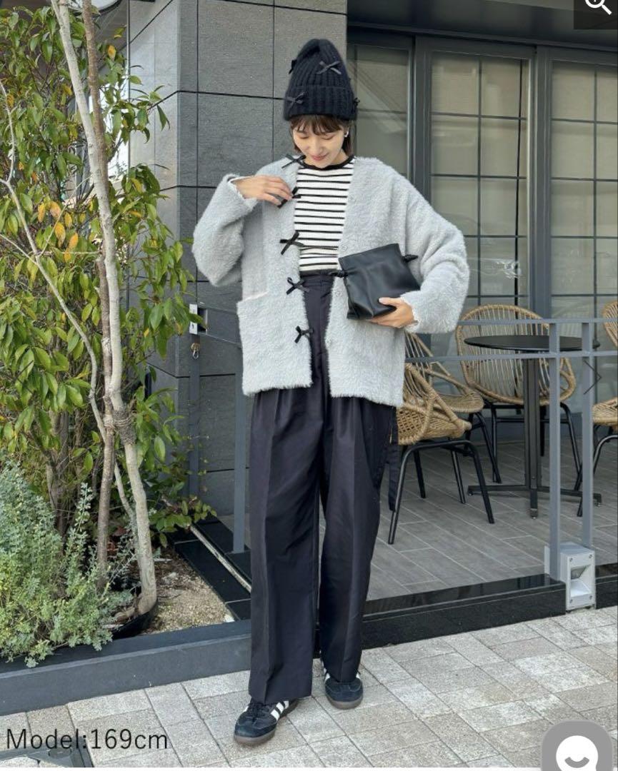 【美品】donoban ラメニットコーディガン　グレー