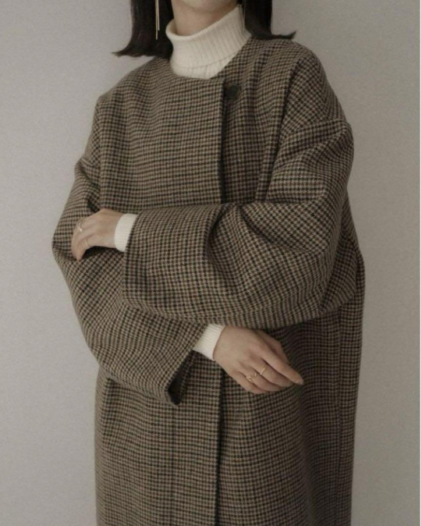 【激安通販 オンラインショップ】 Eaphi】 no coat check wool collar ジャケット・アウター