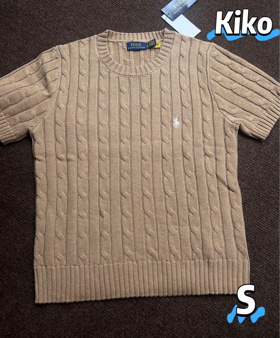 Polo Ralph Lauren半袖のニット クルーネック S kkk Polo Ralph Lauren半袖のニット クルーネック Sカ—キ色z fe