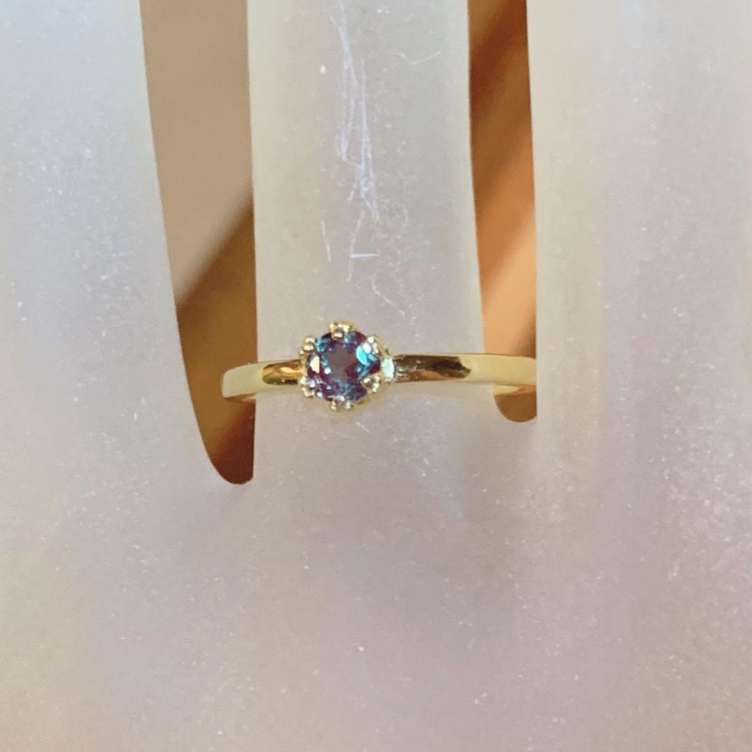 【新品】極上カラーチェンジ 4mm 天然アレキサンドライト リング　11号