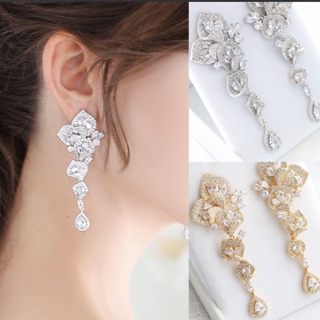 STELLA BRIDAL キュービックジルコニア フルール・ド・リー ロング