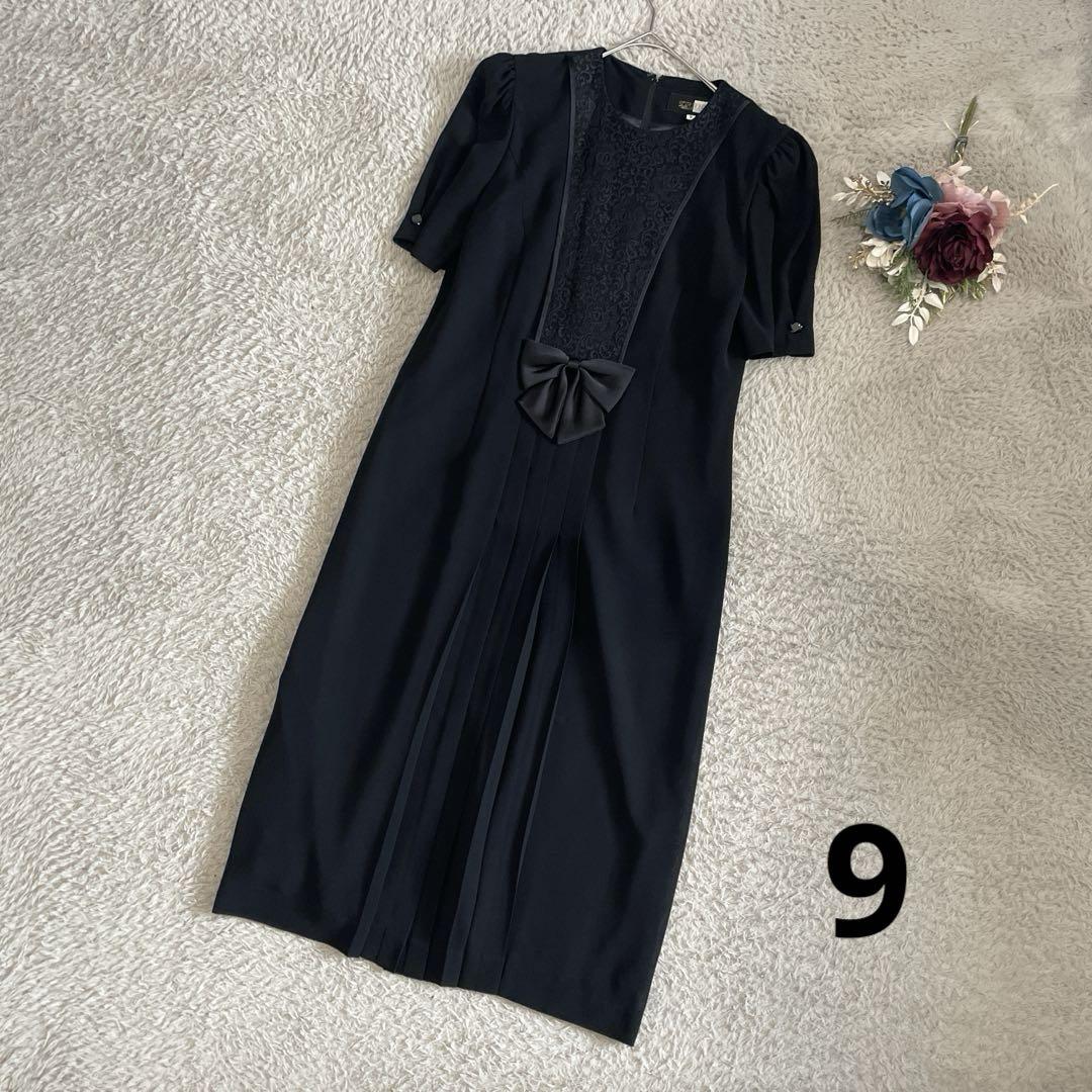 東京ソワール　半袖ワンピース　礼服　9号　M 膝丈　葬式　通夜
