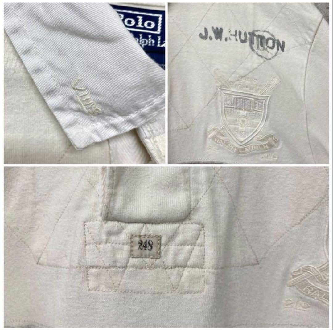 【レアデザインL☆EU輸入90s】ポロラルフローレン刺繍ラガーシャツ ホワイト レアデザインL☆EU輸入90s】ポロラルフローレン刺繍ラガーシャツ