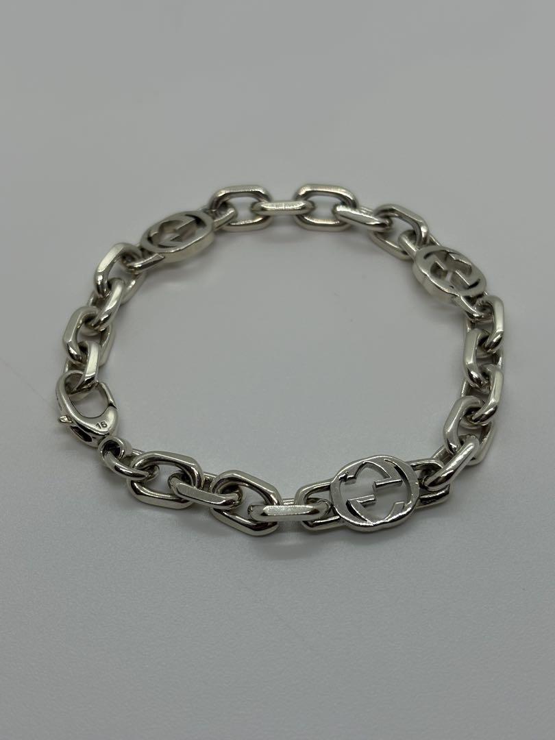 【現行品】美品 グッチ インターロッキング チェーン ブレスレット 925