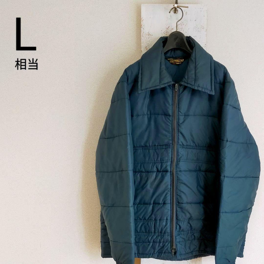 70s Sears シアーズ　ナイロン　中綿ジャケット　三角タグ　ネイビー　L