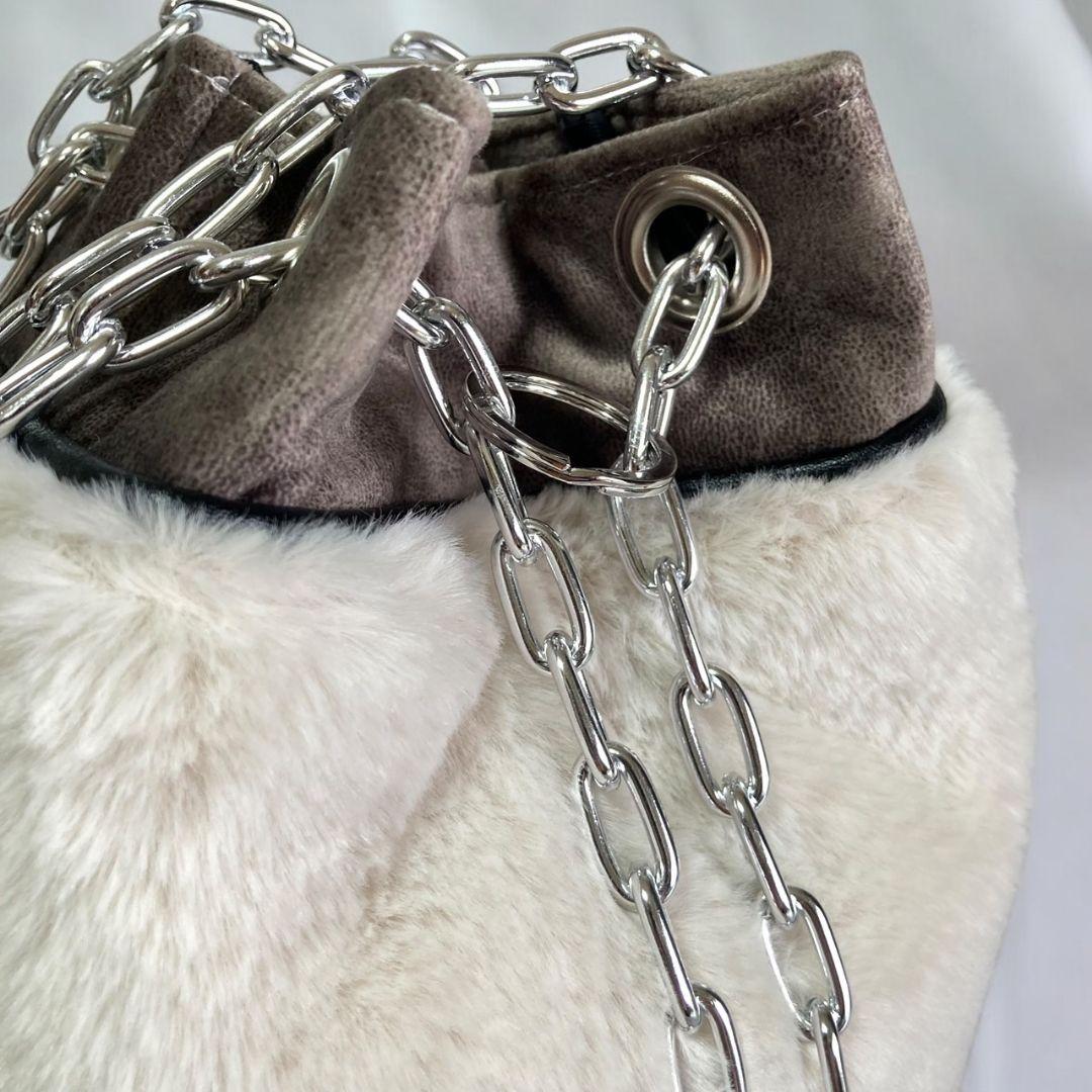 Sサイズ／Drawstring chain bag／Light gray