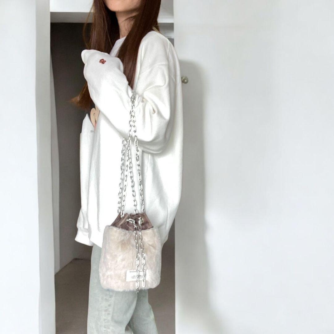 Sサイズ／Drawstring chain bag／Light gray