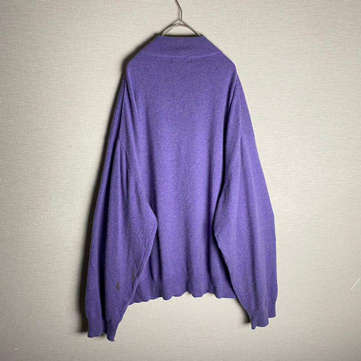 即納セール ハーフジップニット カシミヤ100% 紫 シンプル ワントーン 古着 LyuhA-m49333606100 格安セール