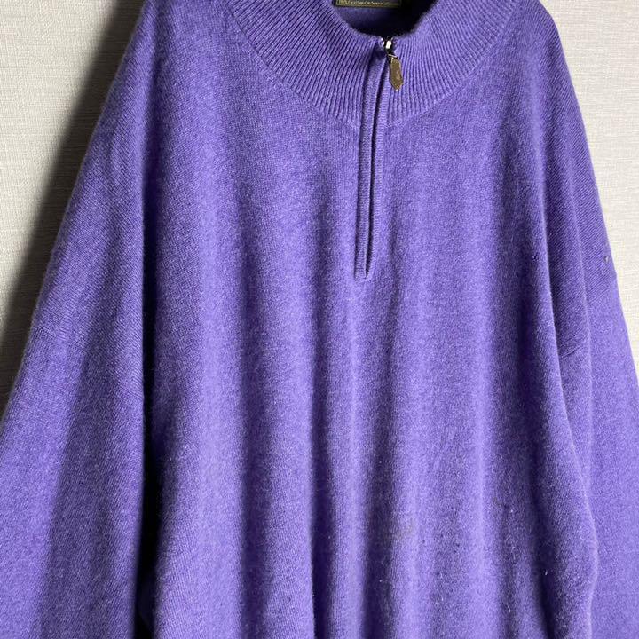 即納セール ハーフジップニット カシミヤ100% 紫 シンプル ワントーン 古着 LyuhA-m49333606100 格安セール