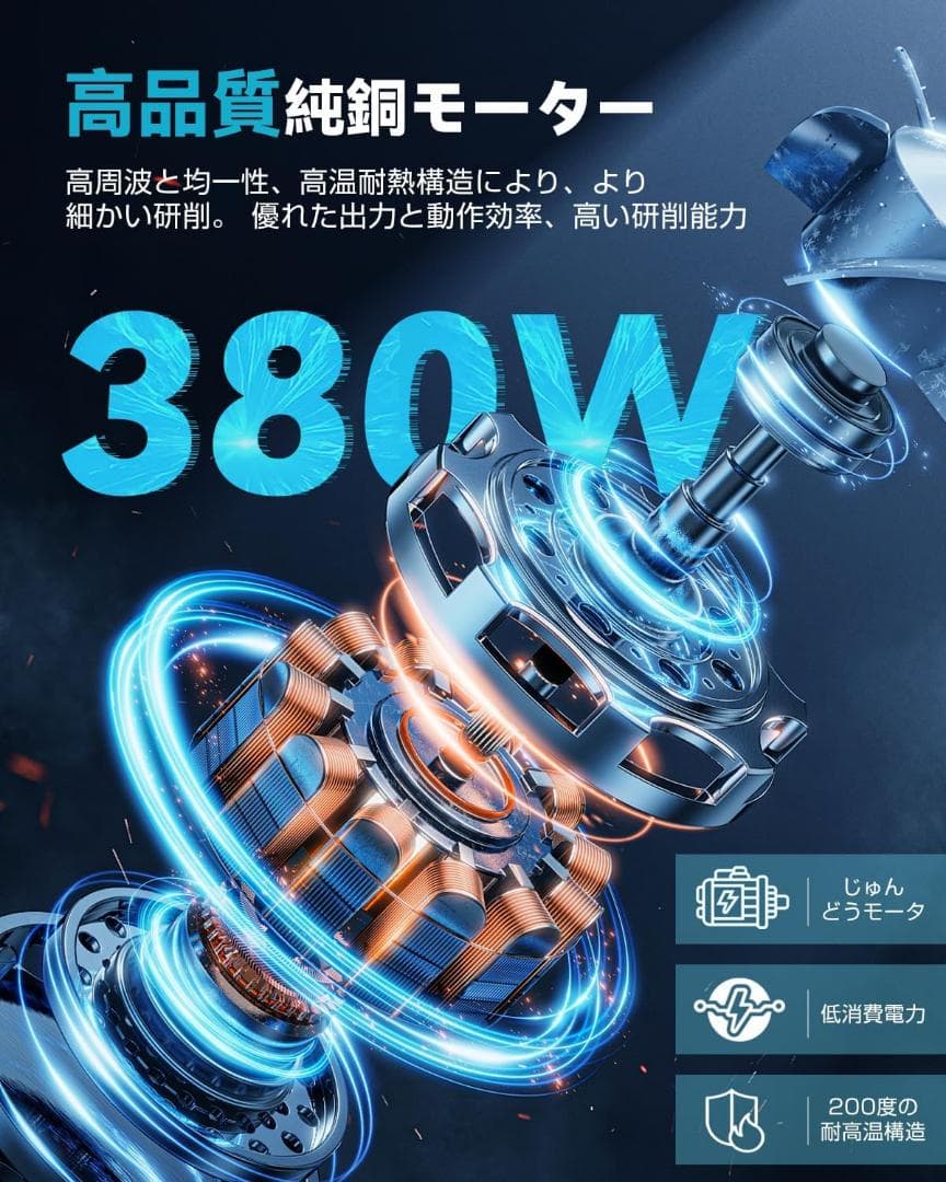 ☀️艶出し☀️ポリッシャー 車 コードレス 8段変速可能 大容量バッテリ