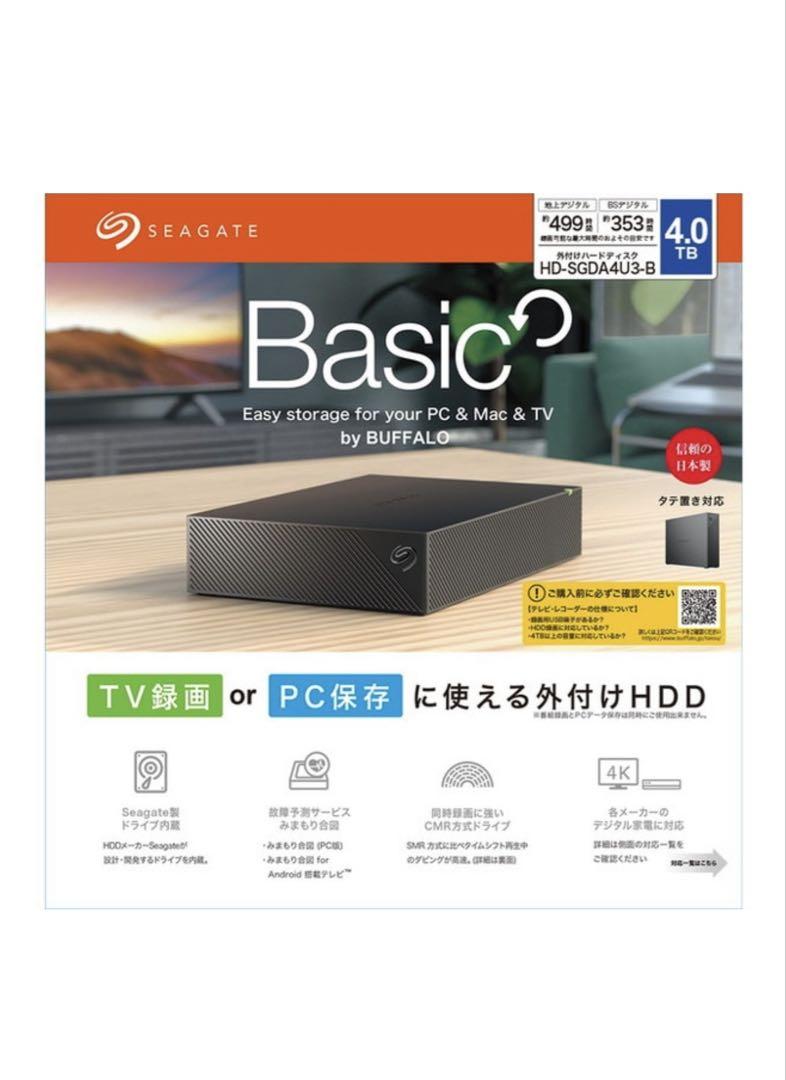 Seagate Basic 4.0TB 外付けHDD HD-SGDA4U3-B