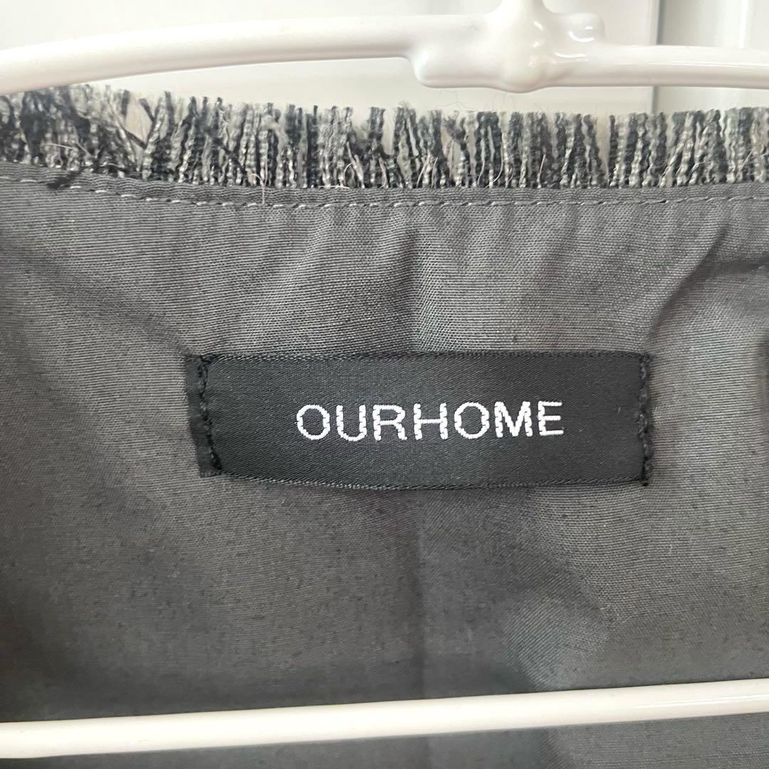 Ourhome洗えるフリンジベスト チャコールグレー