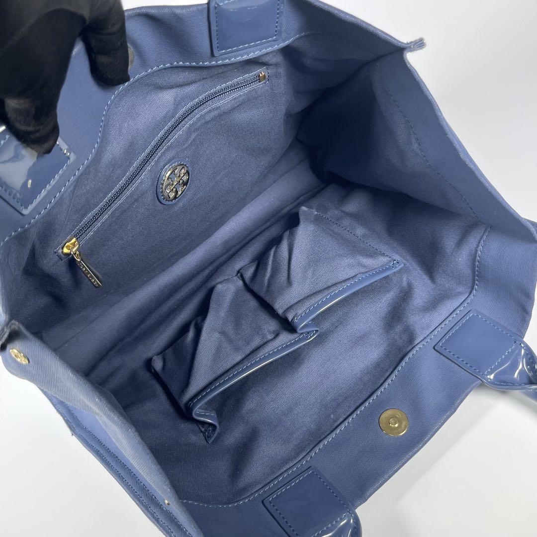 TORY BURCH トリーバーチ　キャンバス　エナメル　トートバッグ　ロゴ
