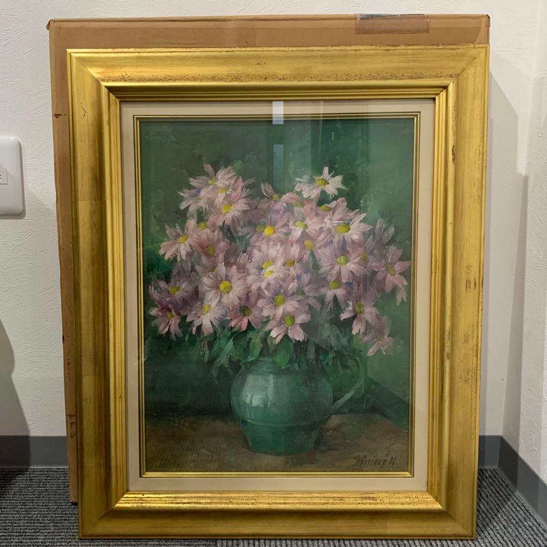 現代東ヨーロッパ 絵画 青い水差しの花 ドビンショヴァ目立った傷や汚れなし