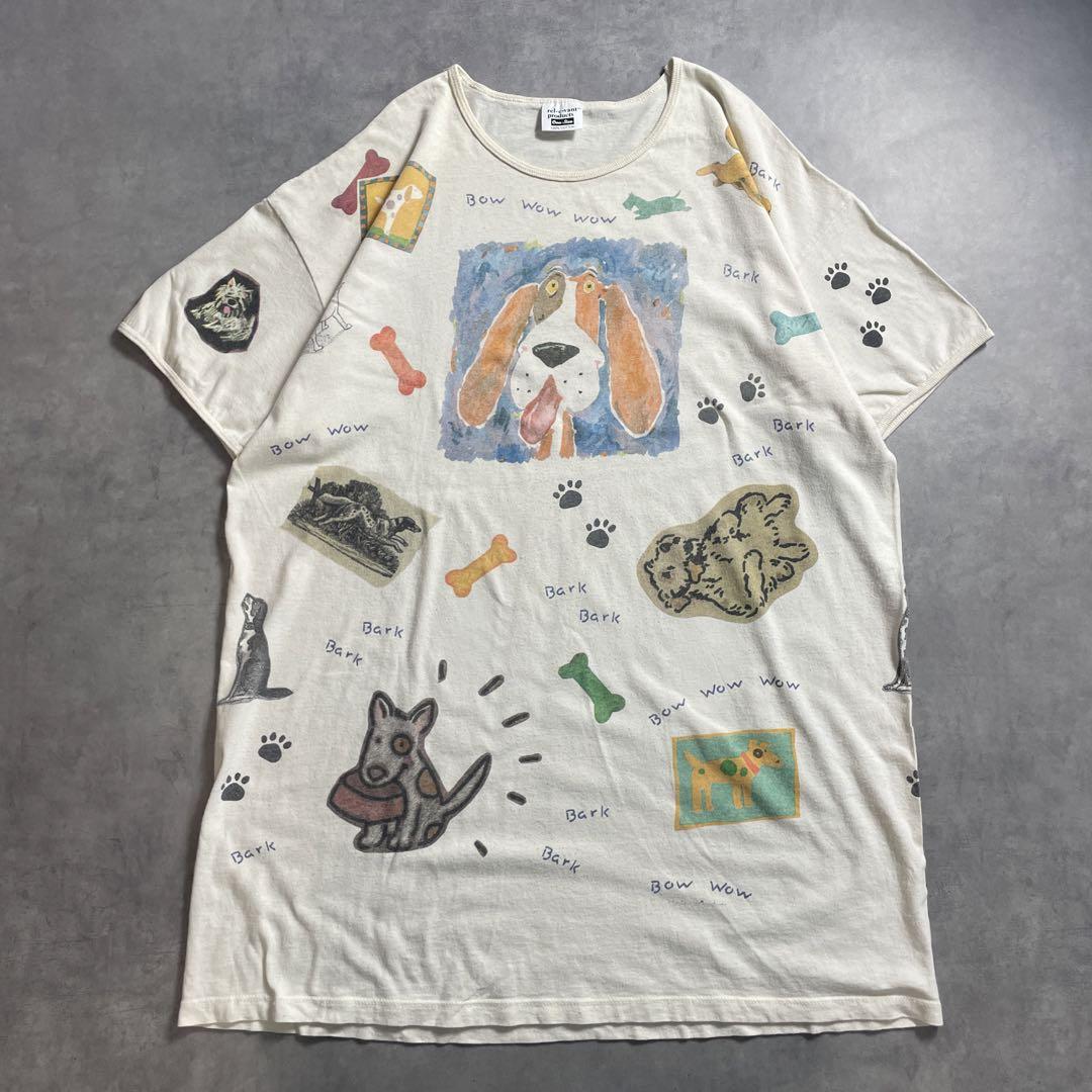 90s rel e vant products ロング丈 Tシャツ 犬 イラスト - メルカリ