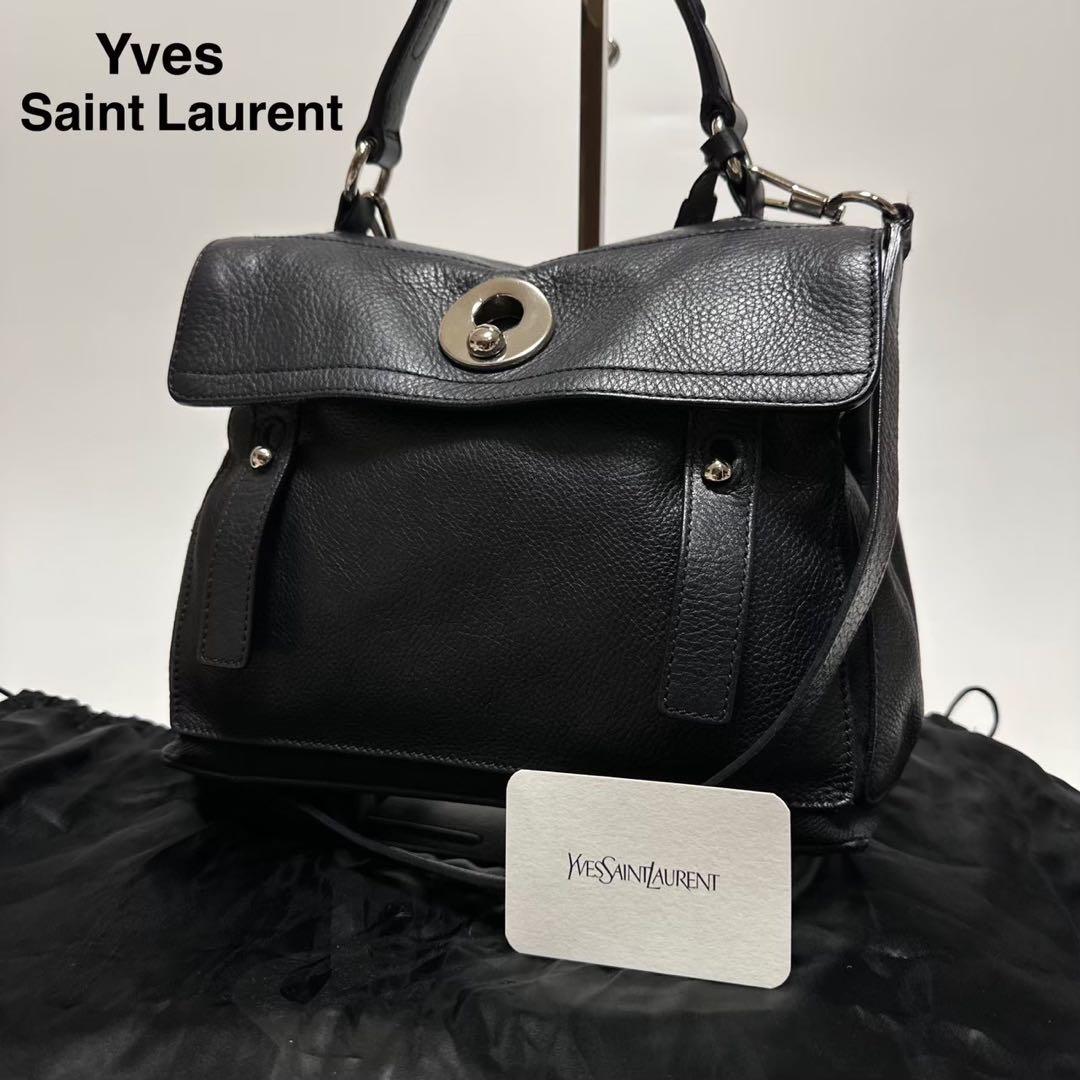u57 Gカード 保存袋付 イヴサンローラン ミューズトゥ 黒2wayYves Saint Laurent