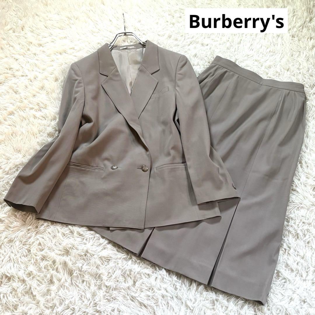 Burberry's グレージュ ダブルブレスト セットアップスーツ　ロゴボタン