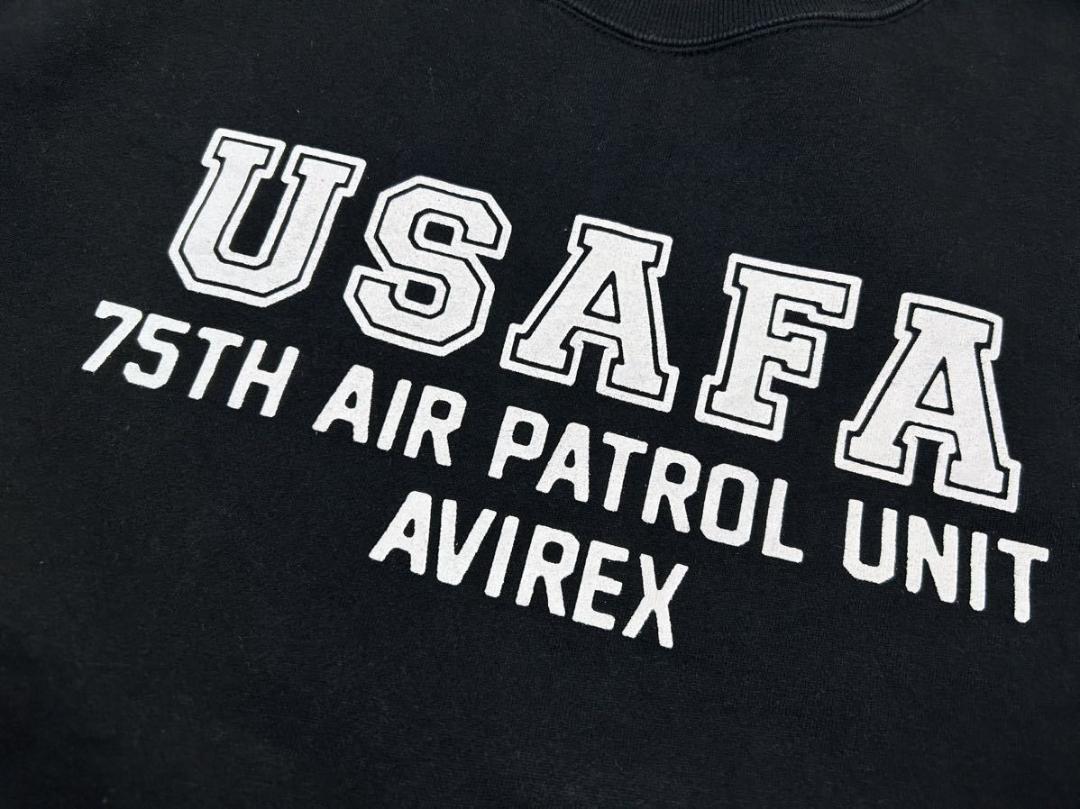 アヴィレックス USAFA ミリタリーロゴ スウェット トレーナー ブラック