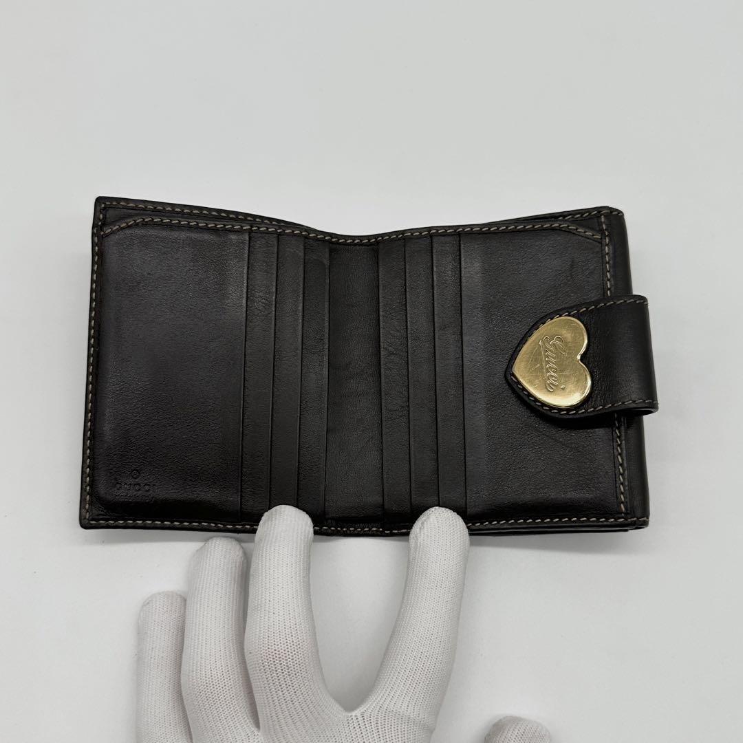 極美品】GUCCI レザー×キャンバス 二つ折り財布 GG総柄 ラブリー