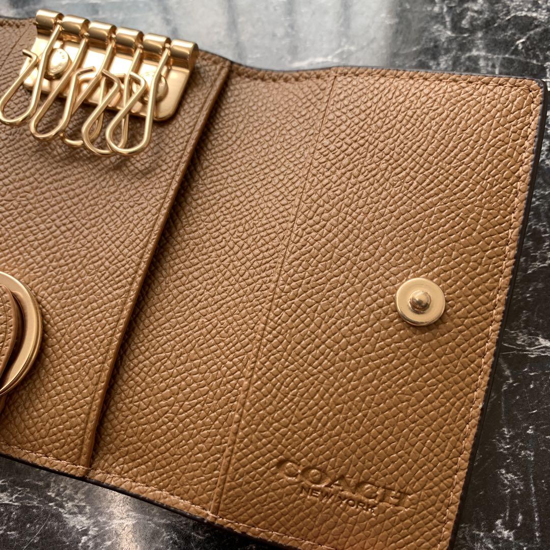 COACH コーチ ファイブリングキーケース レザー アイボリー系