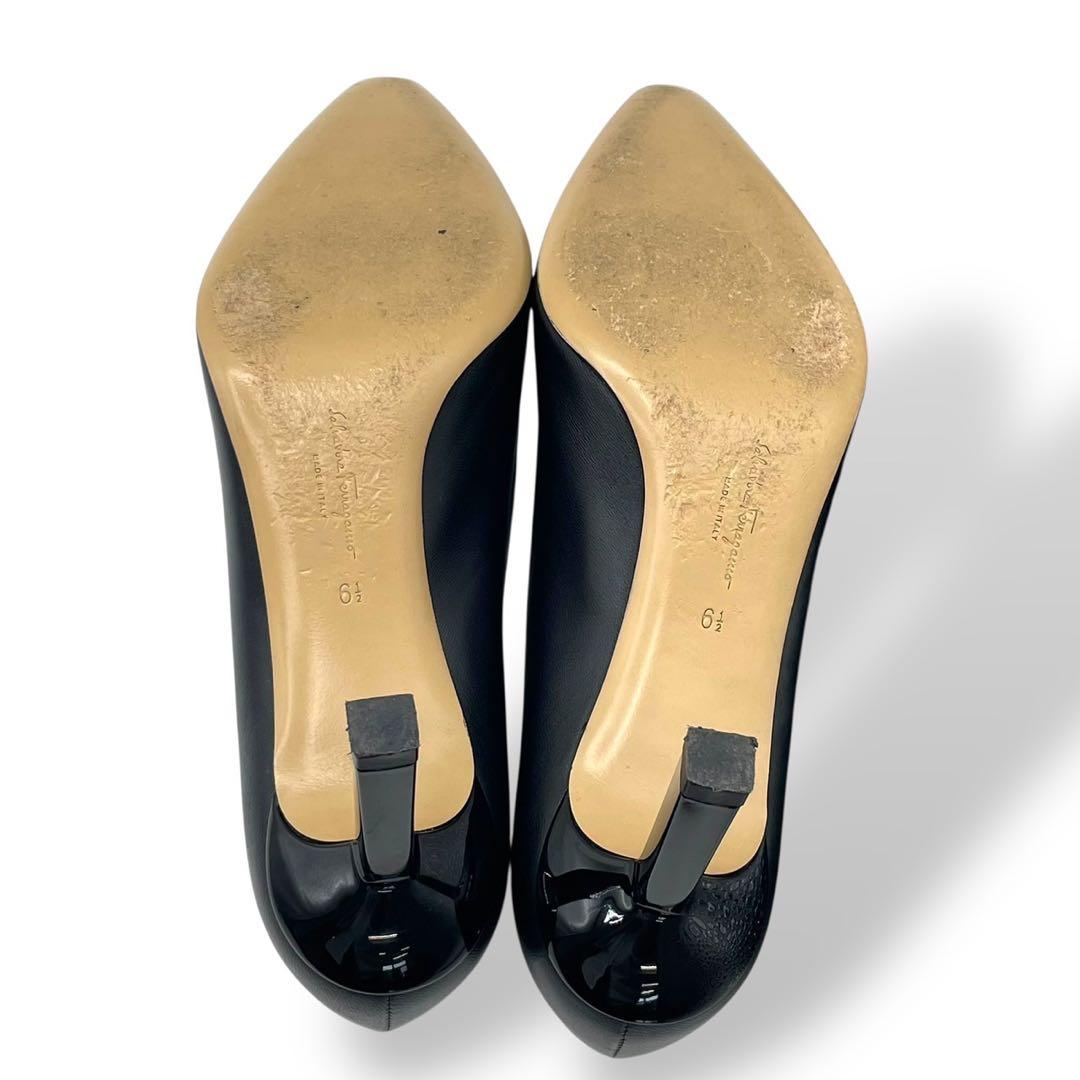 近年モデル フェラガモ パンプス ヒール レザー 黒 24cm24cm・Salvatore Ferragamo KIN-KAAI_COM