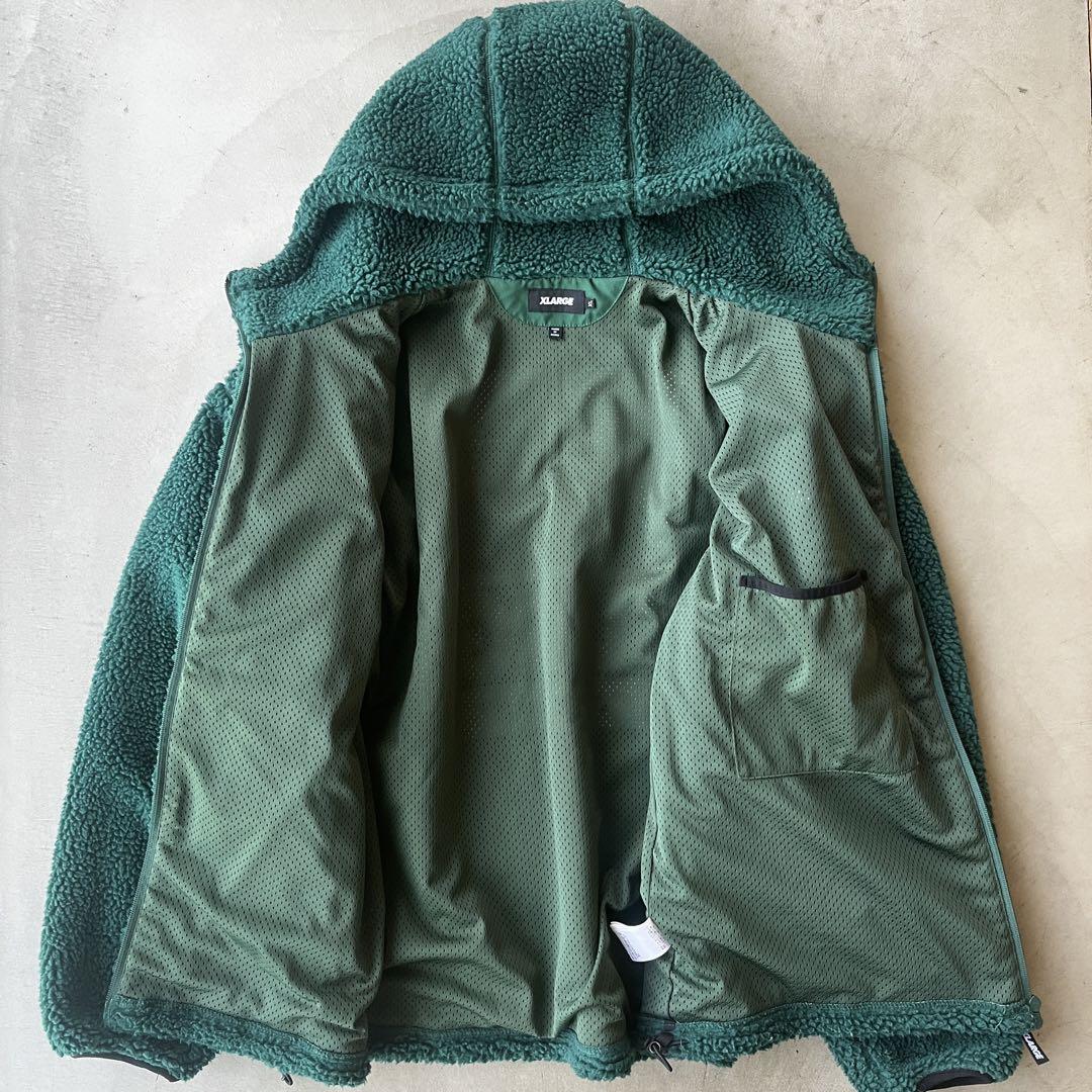 【XLARGE】エクストララージ XL ボアジャケット フーディ 緑 グリーン★ 画像5