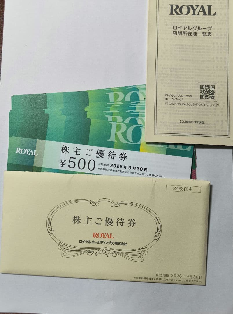 【最新】ロイヤルホールディングス株主優待 12000円分