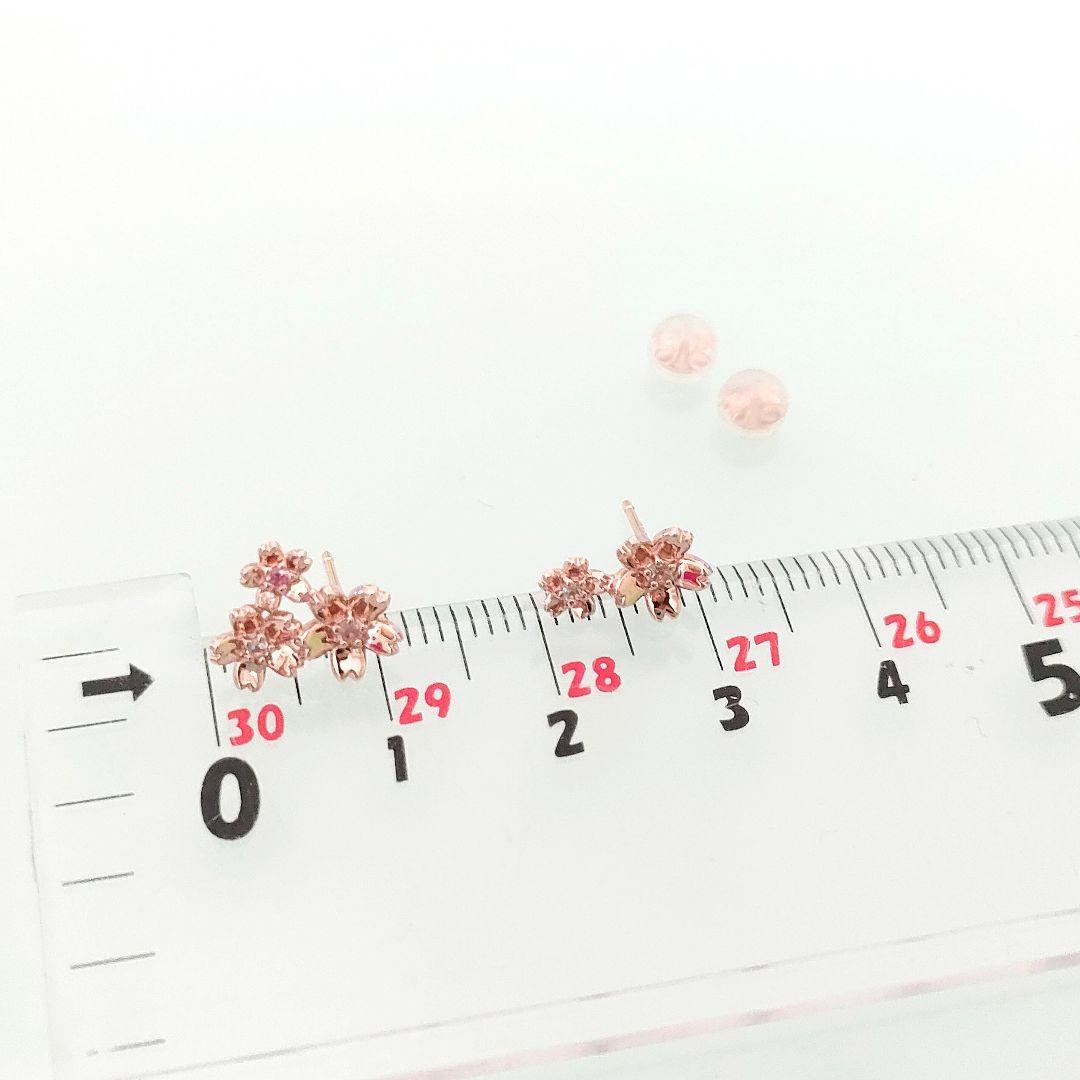 4℃　2023 桜　限定　K10 PG　ローズクォーツ　アシンメトリー　ピアス
