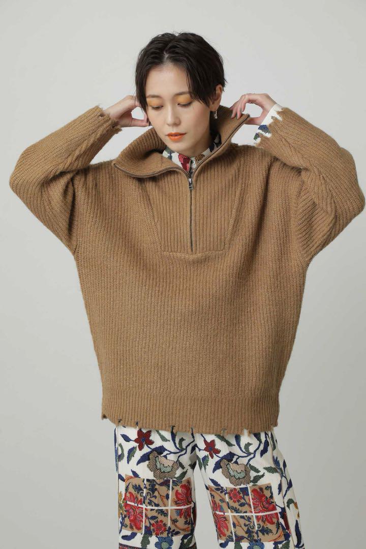 コリアグランドセール ROSE BUD ローズバッド ハーフジップニット サイズF - メルカリ ニット+セーター