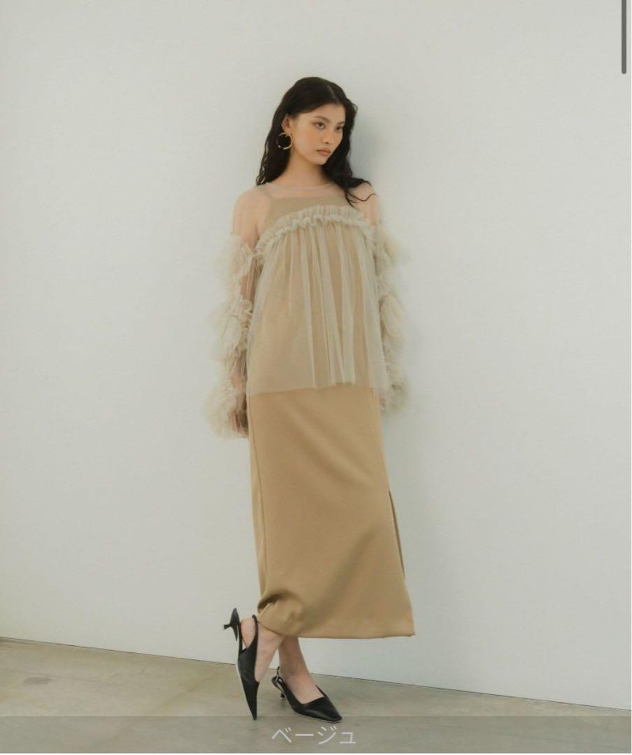 【andresd】decorative tulle top ベージュ