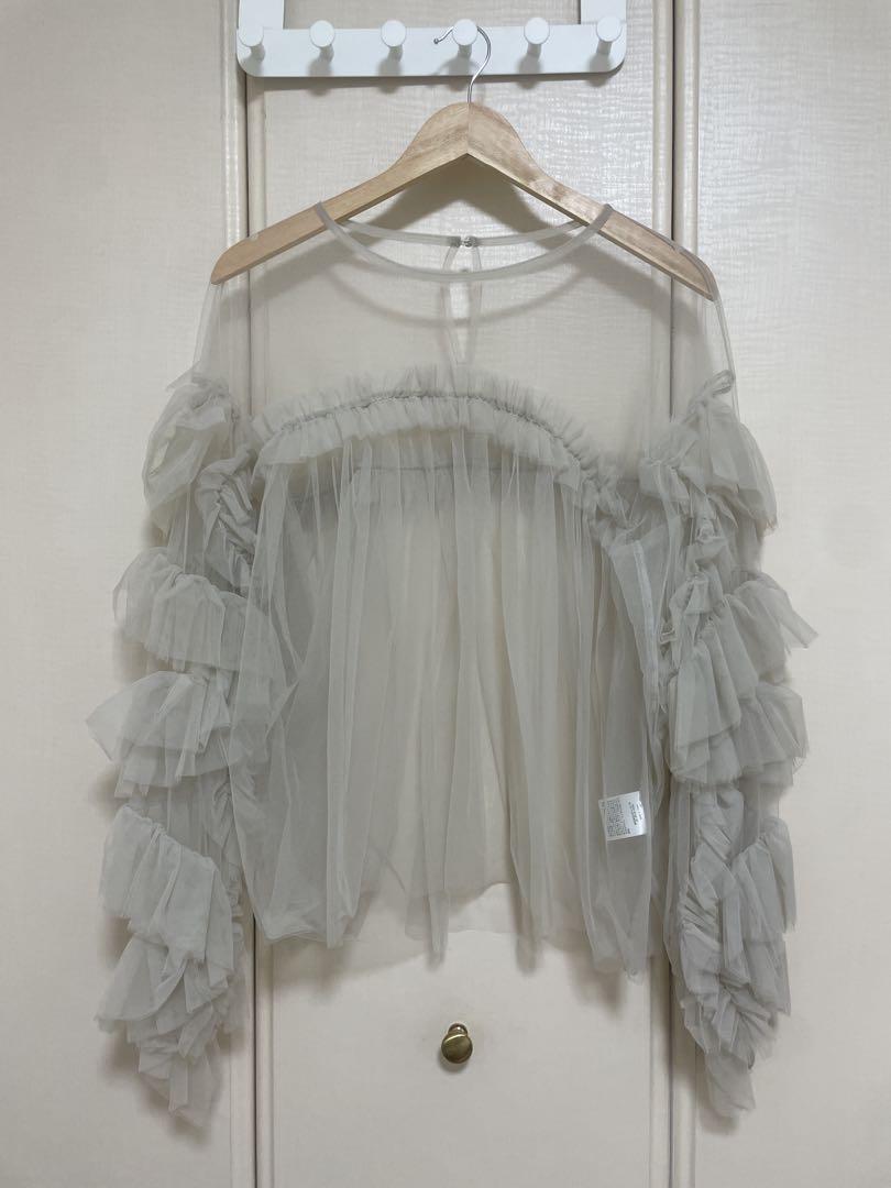 【andresd】decorative tulle top ベージュ