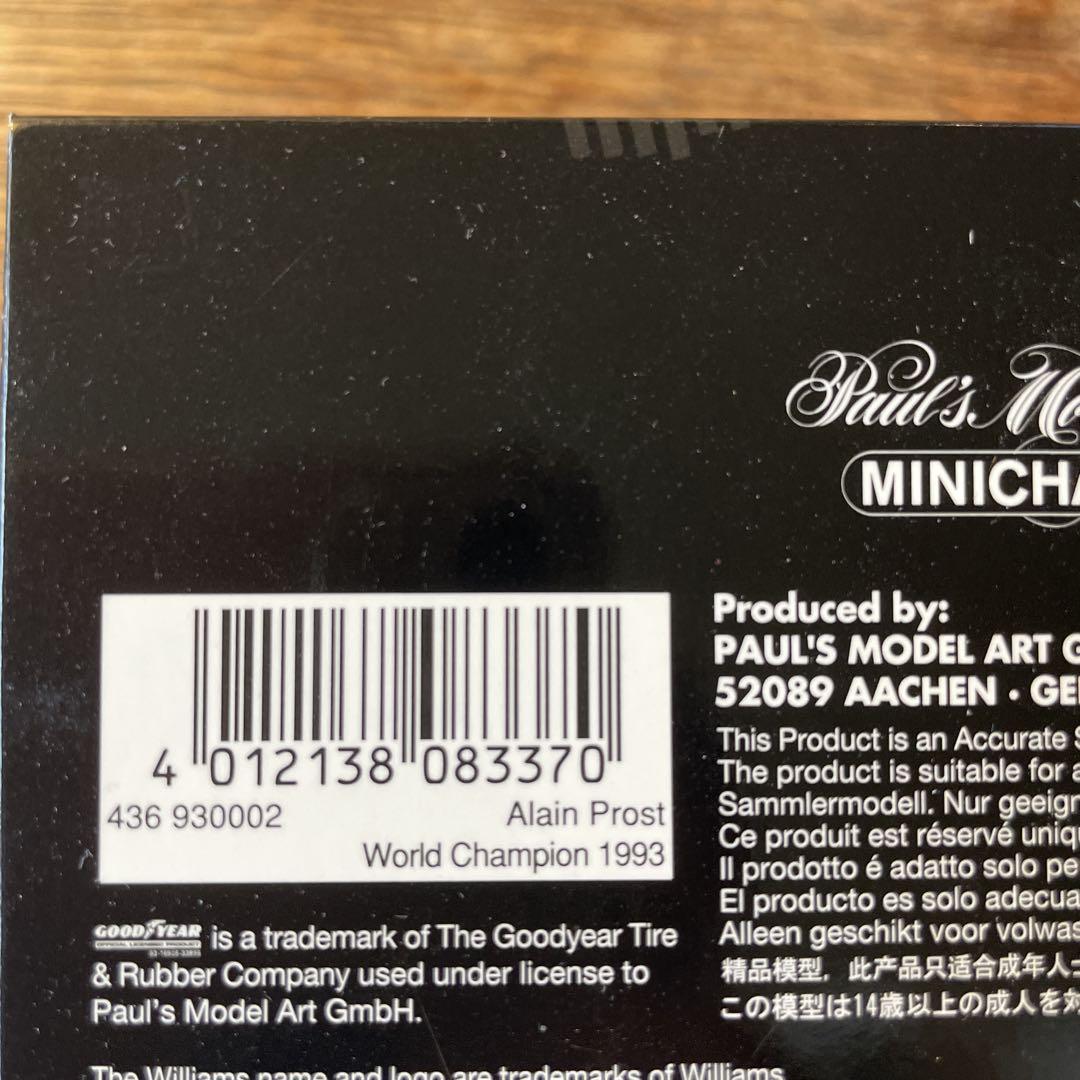 絶版　1/43 ウィリアムズ・ルノーFW15C 1993 A.プロスト　限定版