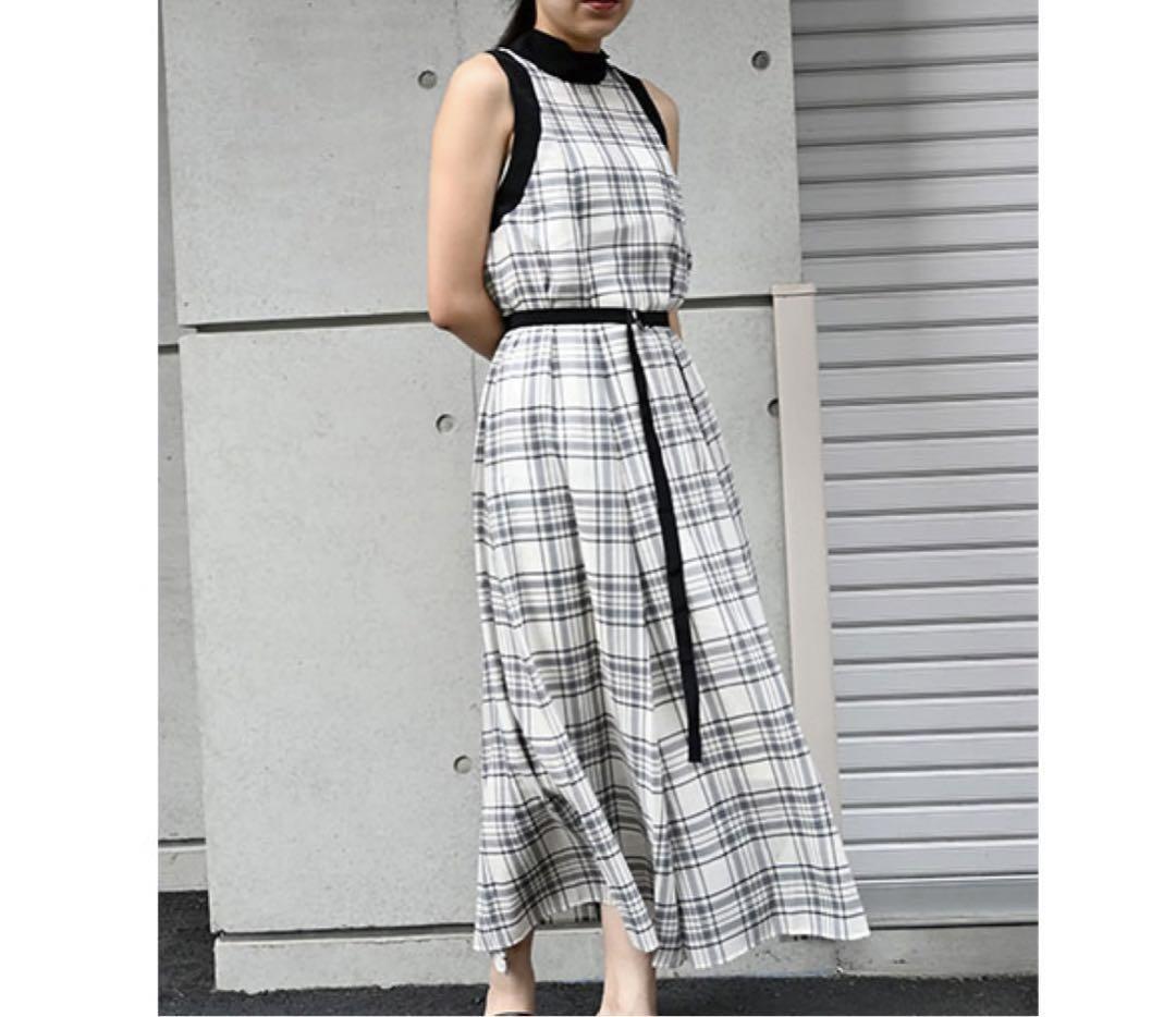 FRAY I.D バックリボンノースリチェックAラインワンピース