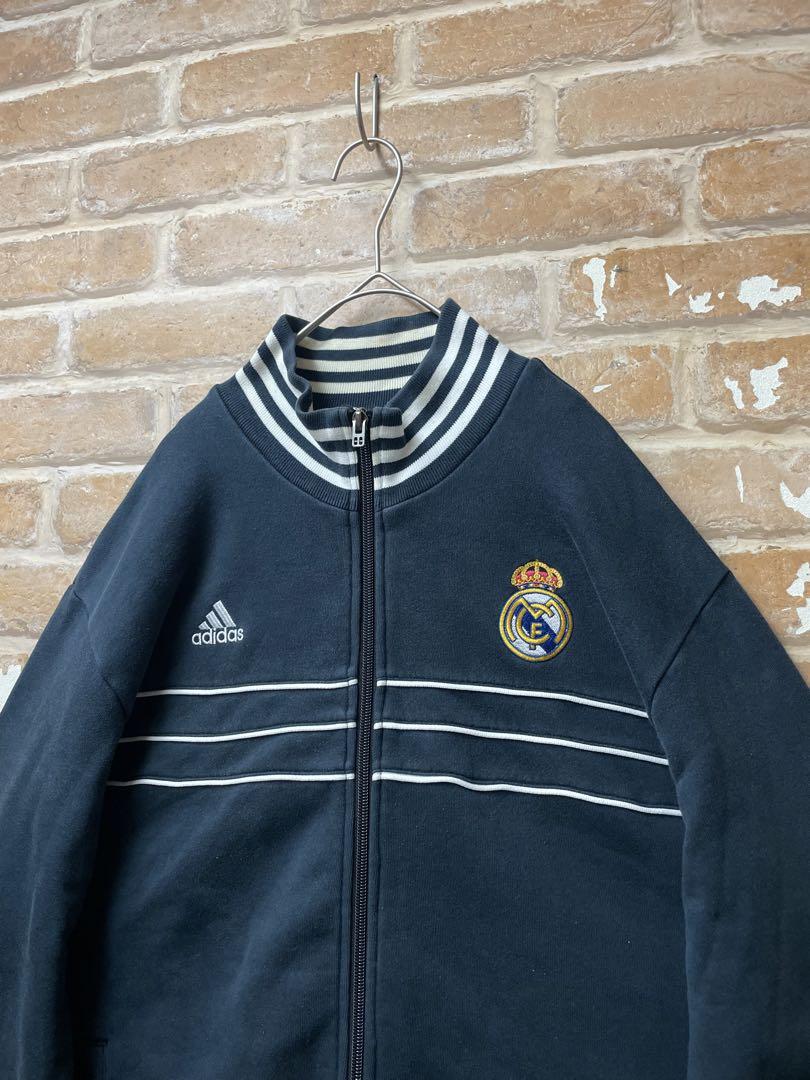 90s 古着 adidas トラックジャケット 黒 レアルマドリード 刺繍 90s 古着 adidas トラックジャケット 黒 レアルマドリード 刺繍