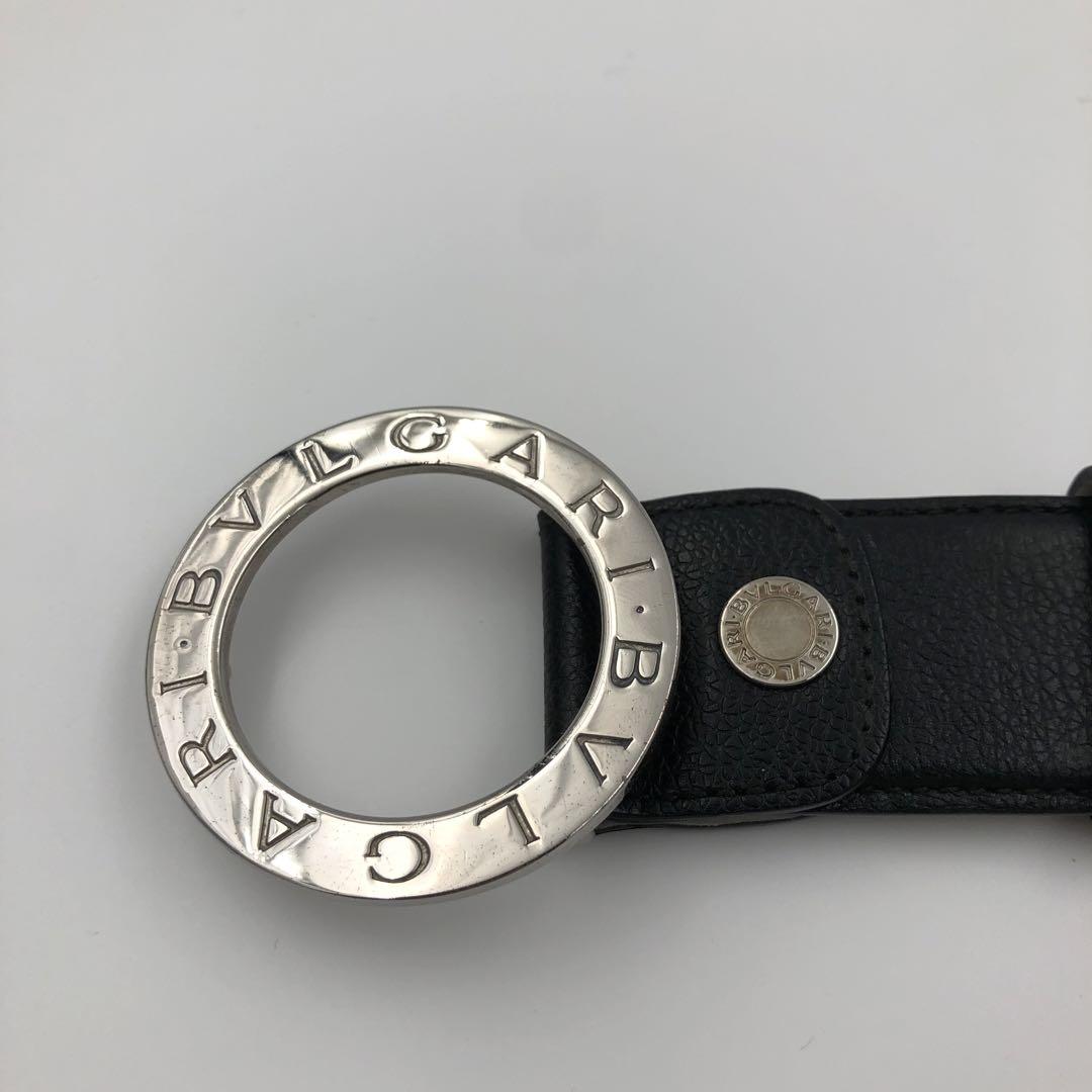 ブルガリ ベルト ロゴマニア サークルロゴ 本革 シルバー金具 黒 ブルガリ ベルト ロゴマニア サークルロゴ 本革 シルバー金具 黒