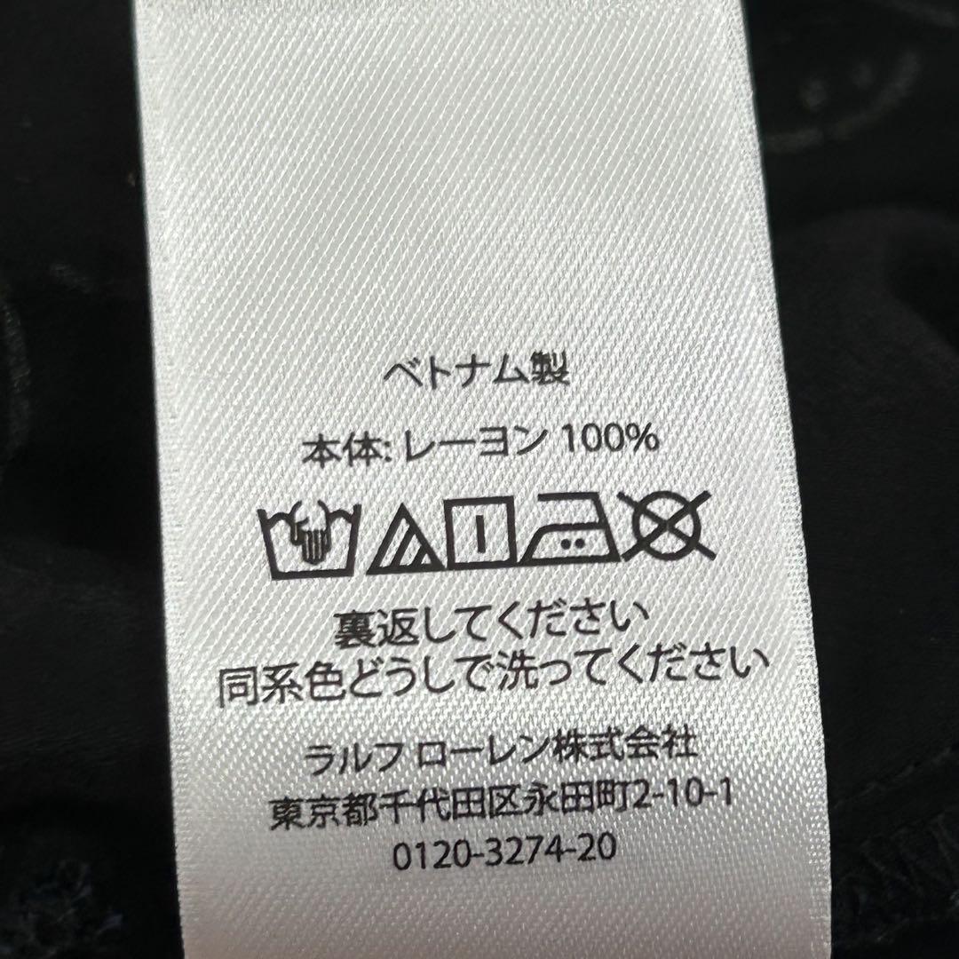 m6964【美品】ポロラルフローレン シャツワンピース ロング丈 黒