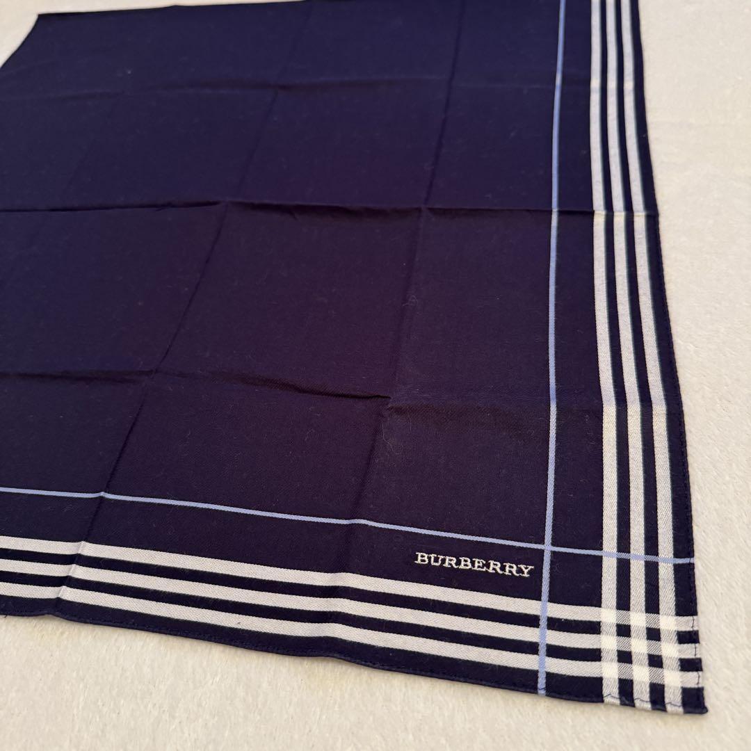 BURBERRY バーバリー ネイビー ハンカチ コットン 美品 - メルカリ